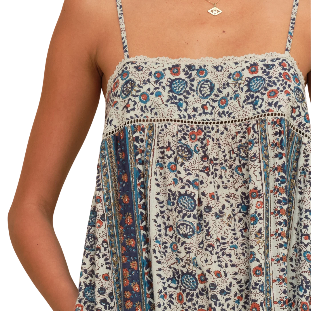 Cass Maxi Sundress in Indigo/Rust
