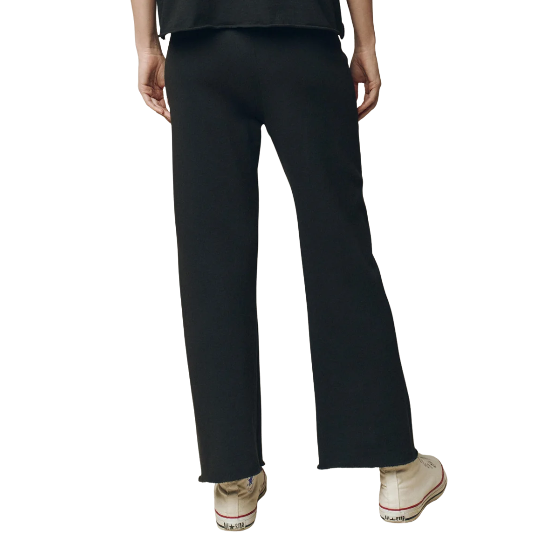 The Wide Leg Cropped Sweatpant in Almost Black