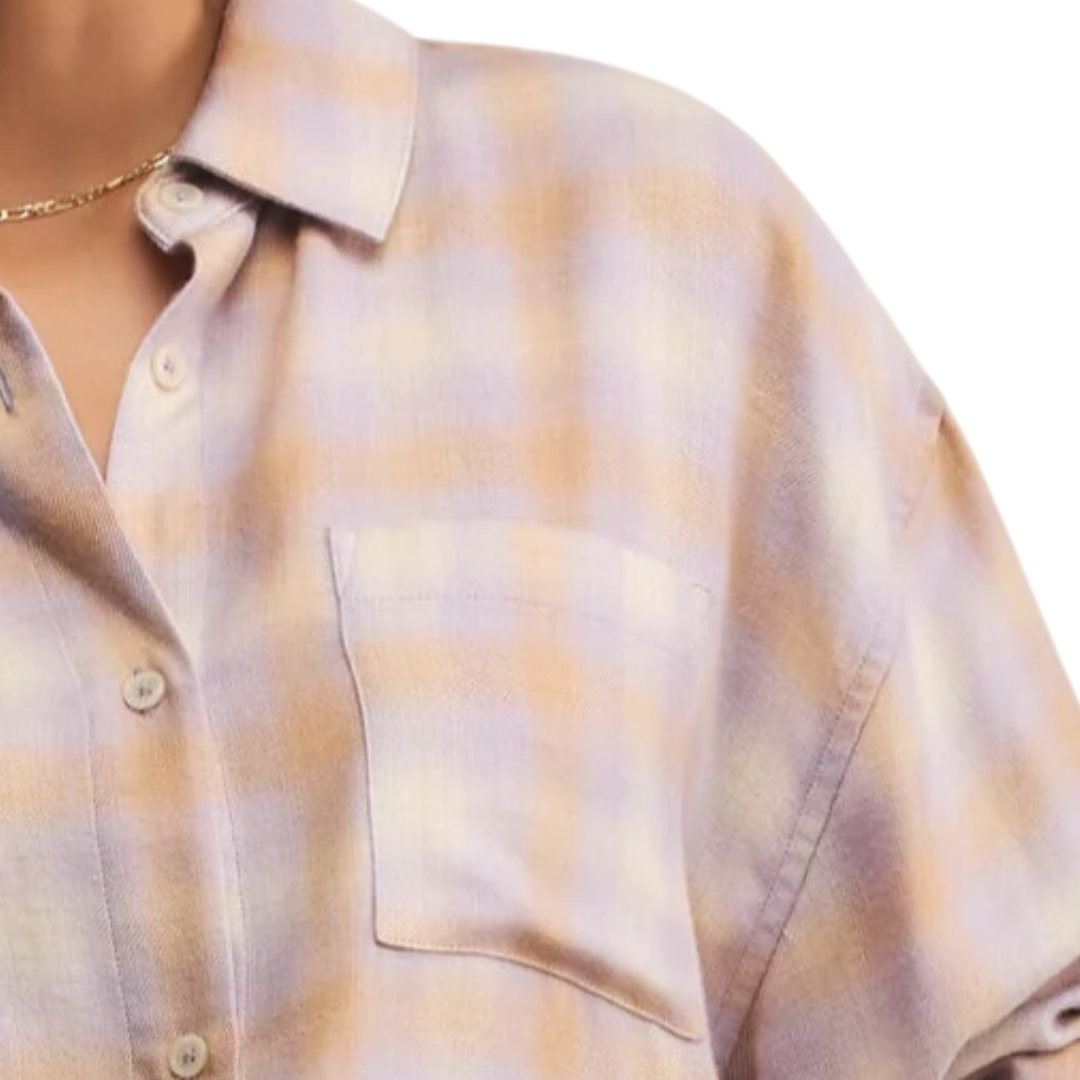River Plaid Button Up in Lavender Ice