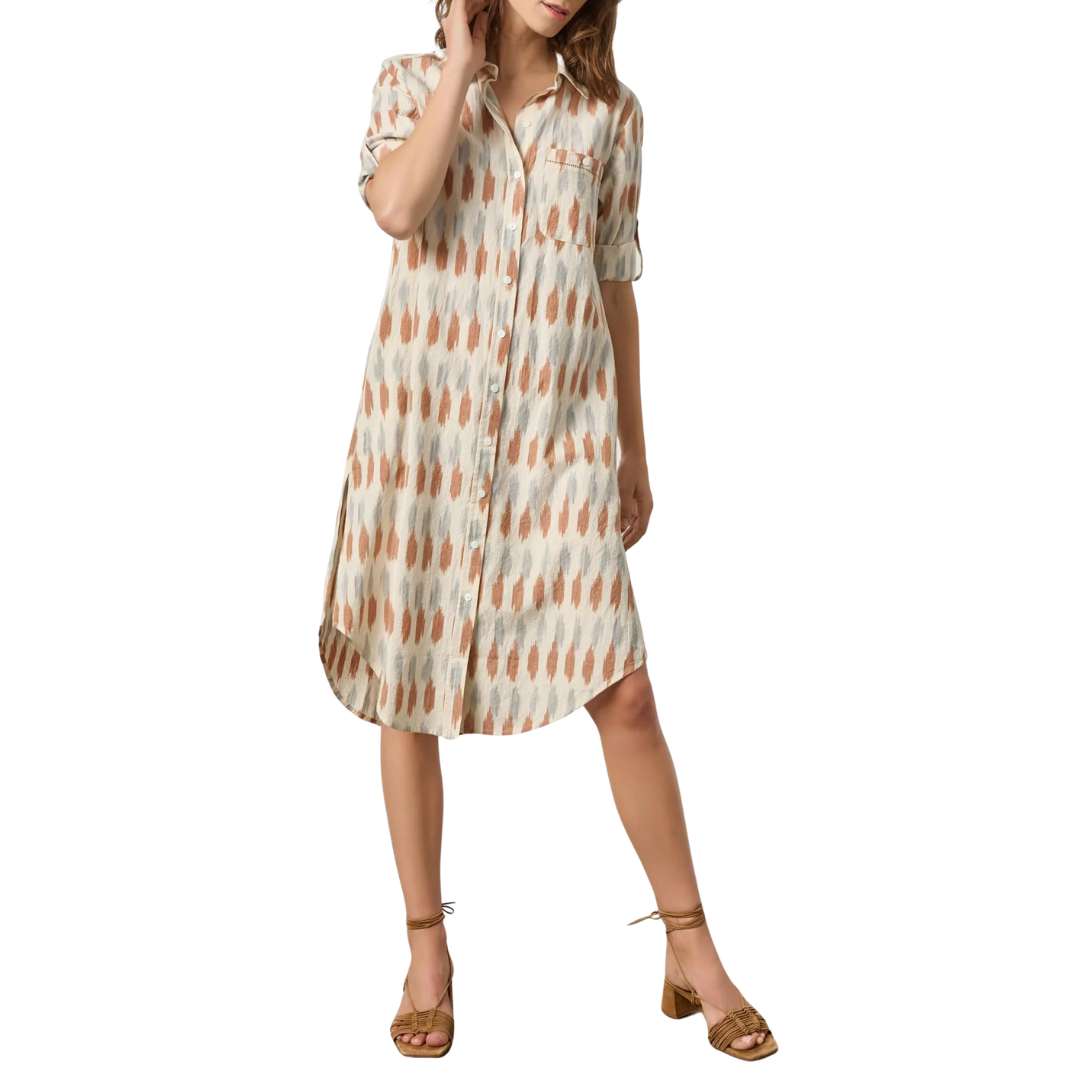 Ikat Shirt Dress in Carob Ikat