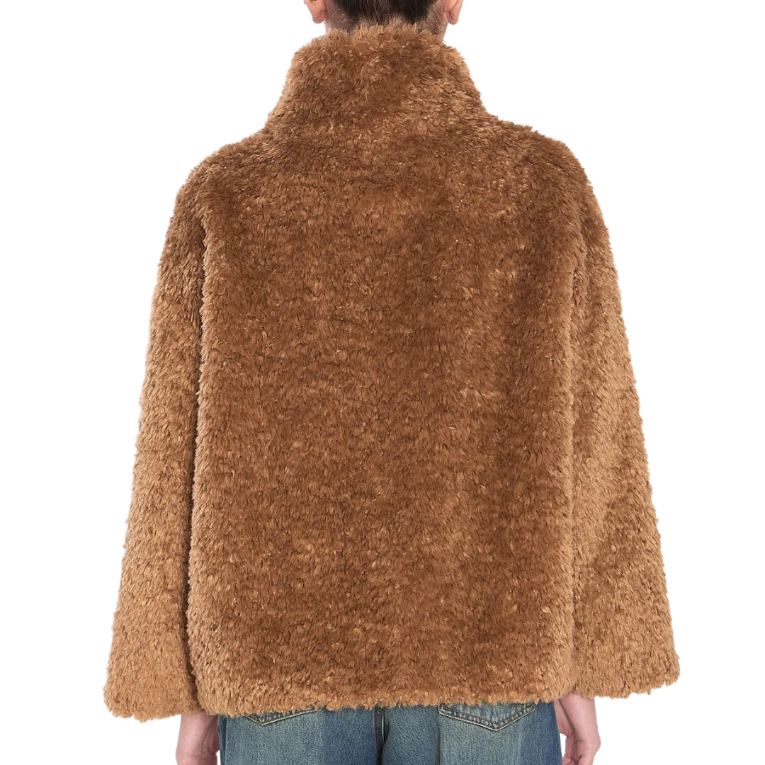 Buckle Detail Shearling Coat in Sand