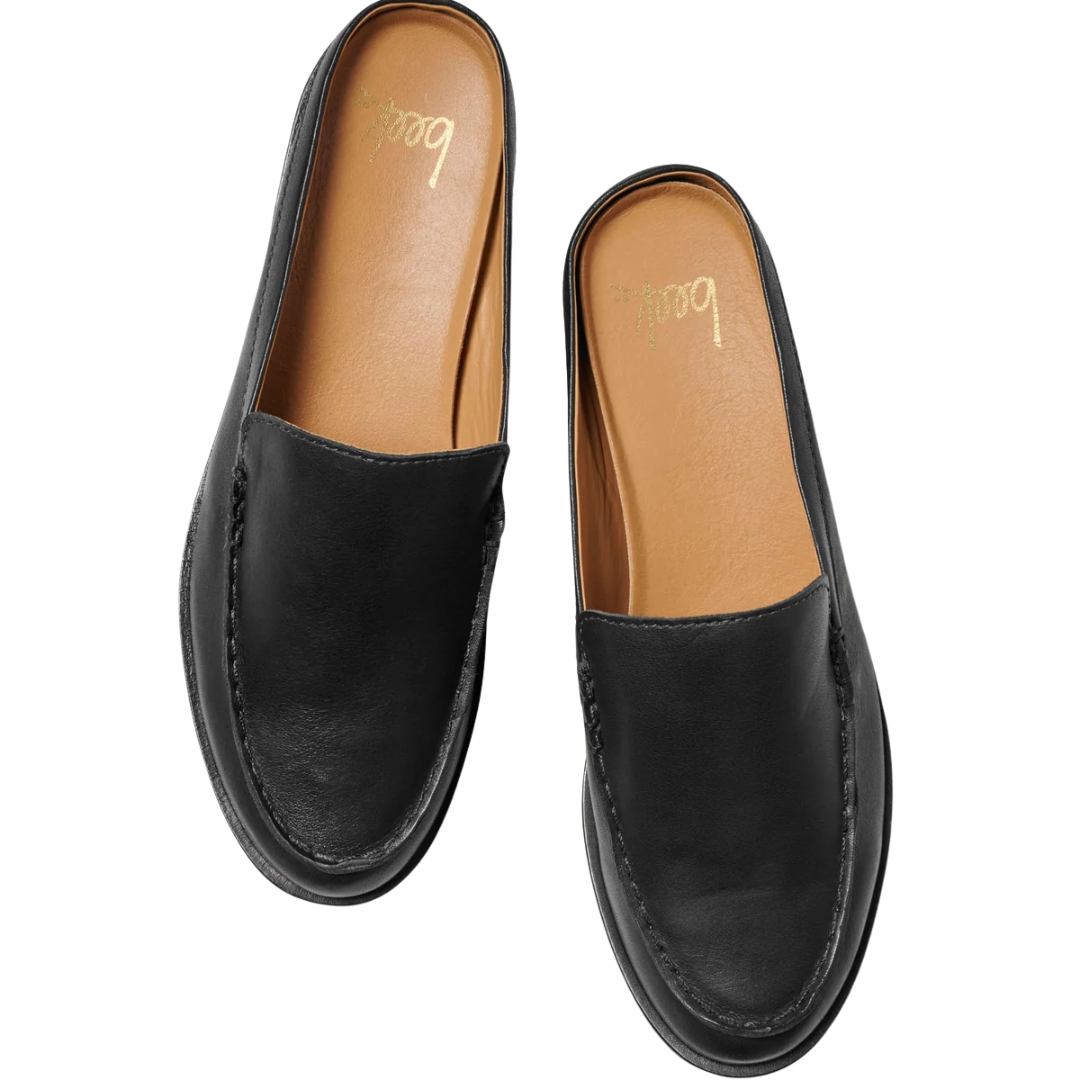 Owlet Leather Loafer Mule in Black