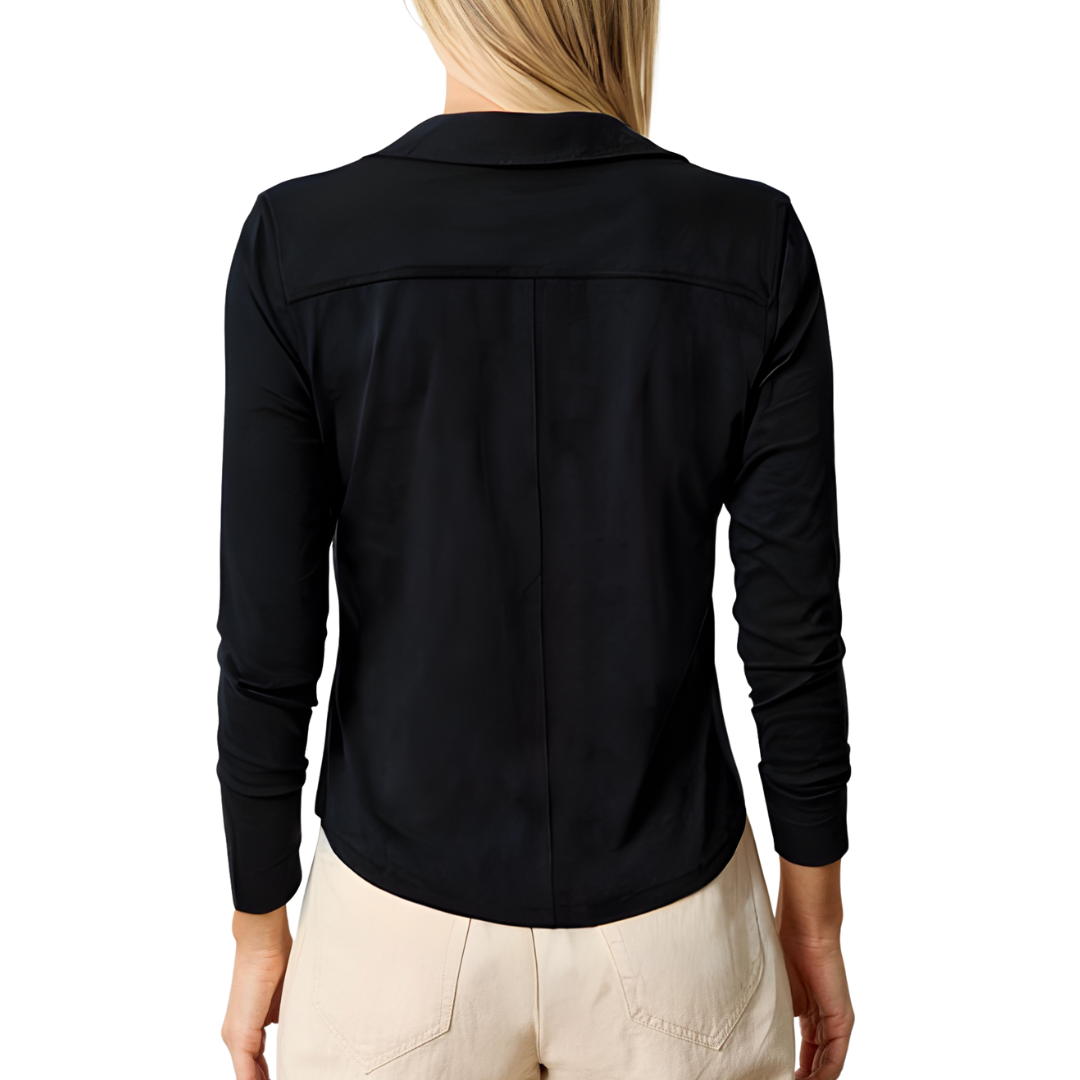 Split Collar Button Down in Black