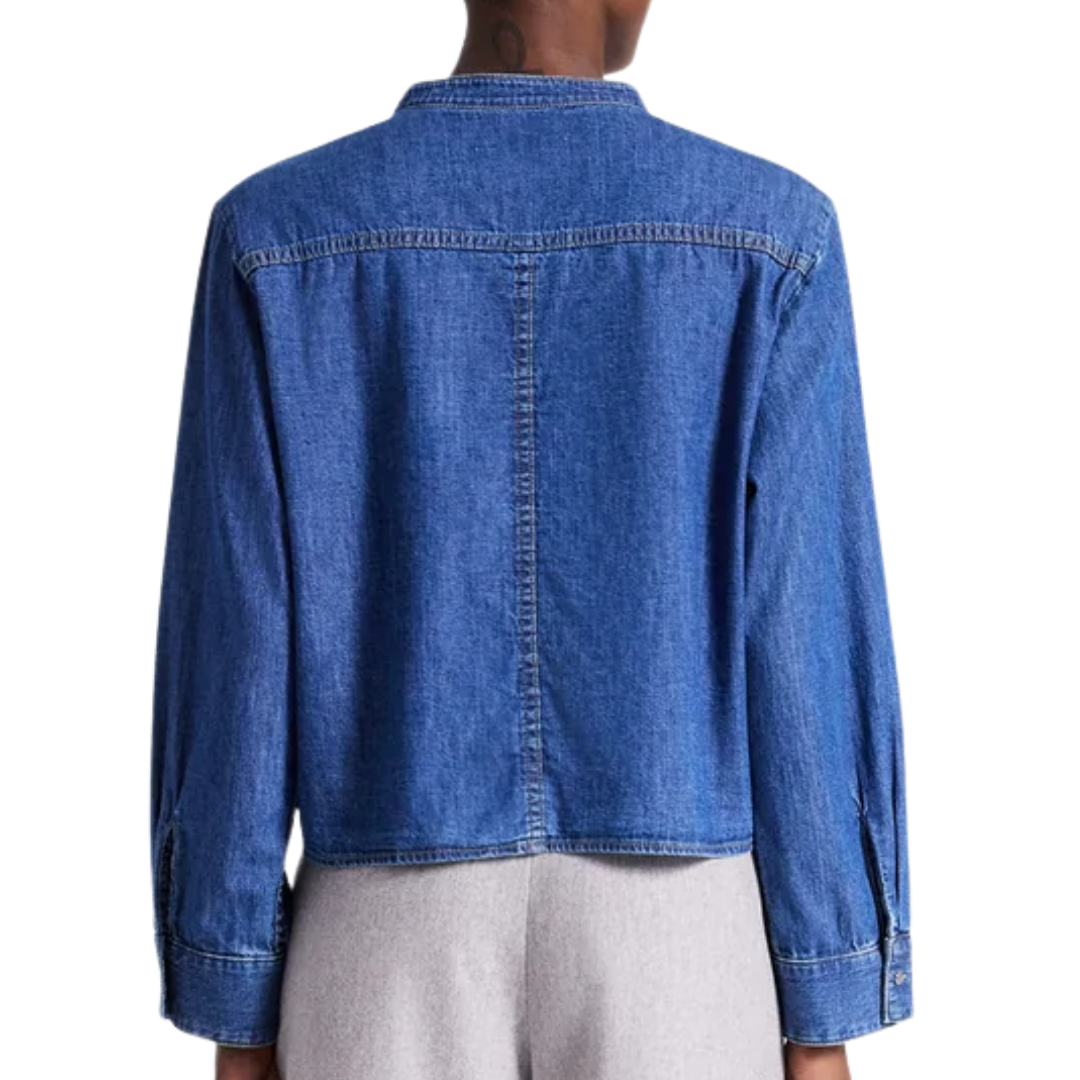 Stand Collar Cut Off Shirt in Paris