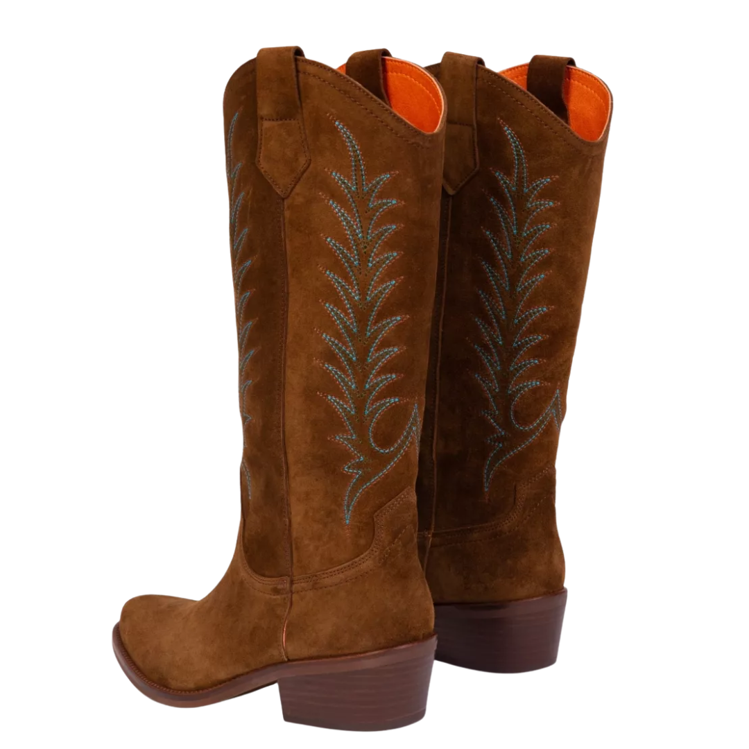 Goldie Embroidered Cowboy Boot in Peat