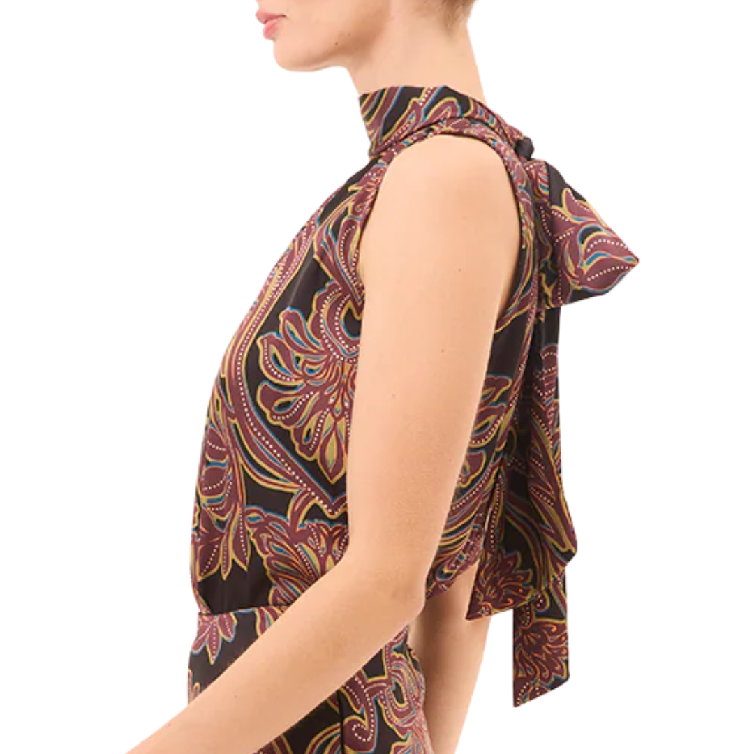 Luka Top in Studded Flora Satin