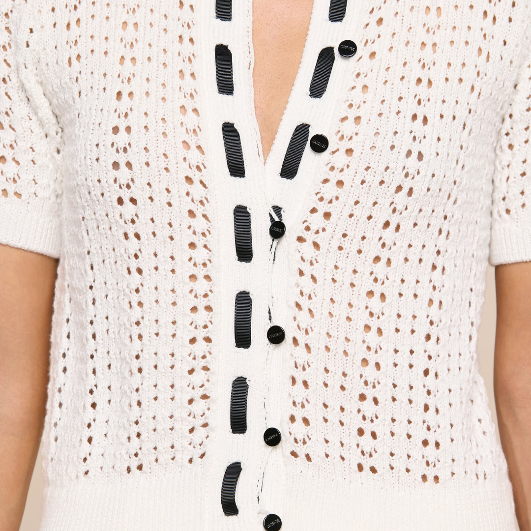 Ninette Knit Top in Ivory/Black