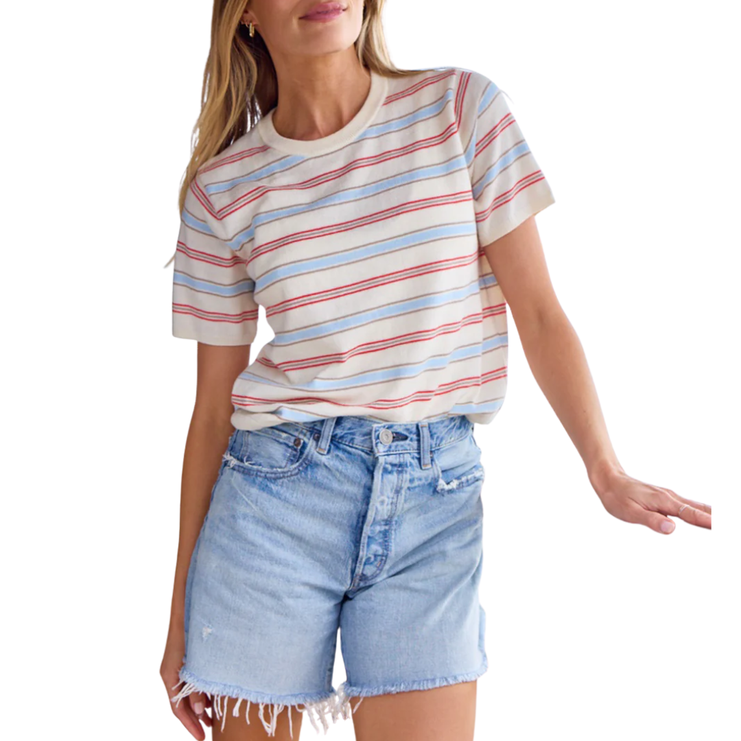 Palmer Striped Tee in Negroni Combo