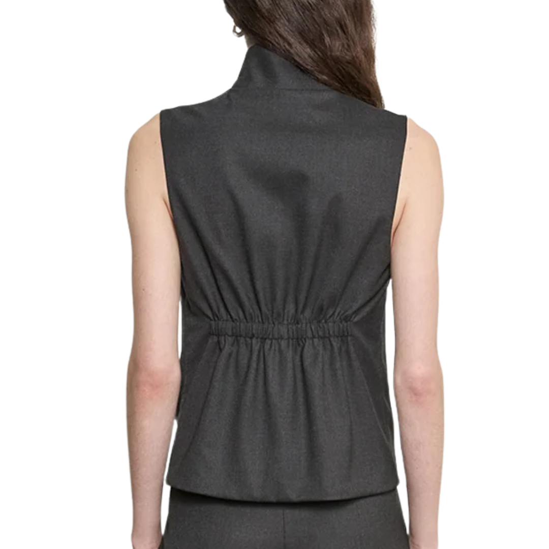 Suiting Hi-Neck Vest in Dark Charcoal