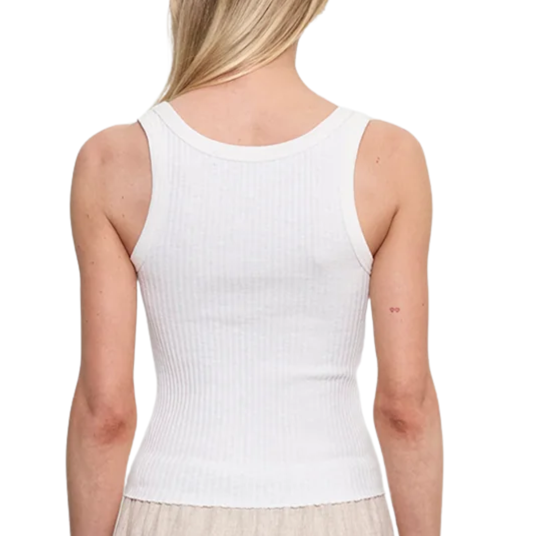 Military Rib Crop Tank in Undyed