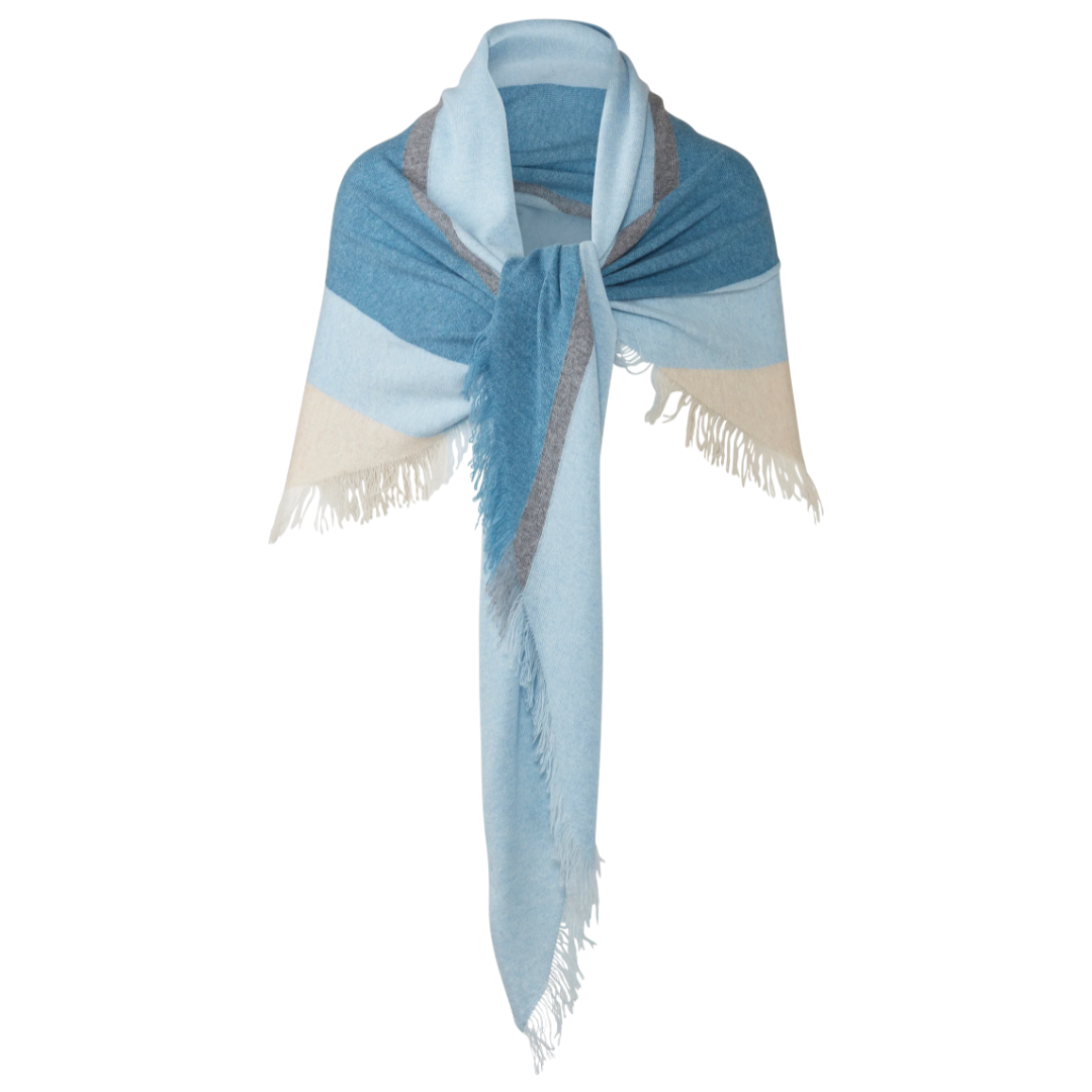 Stripe Fringe Triangle Shawl in Horizon