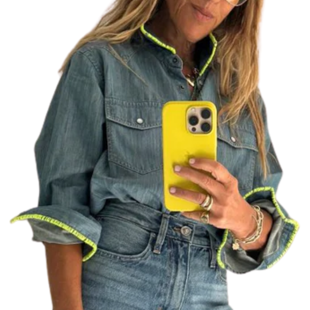Pia Denim Western Shirt in True Denim