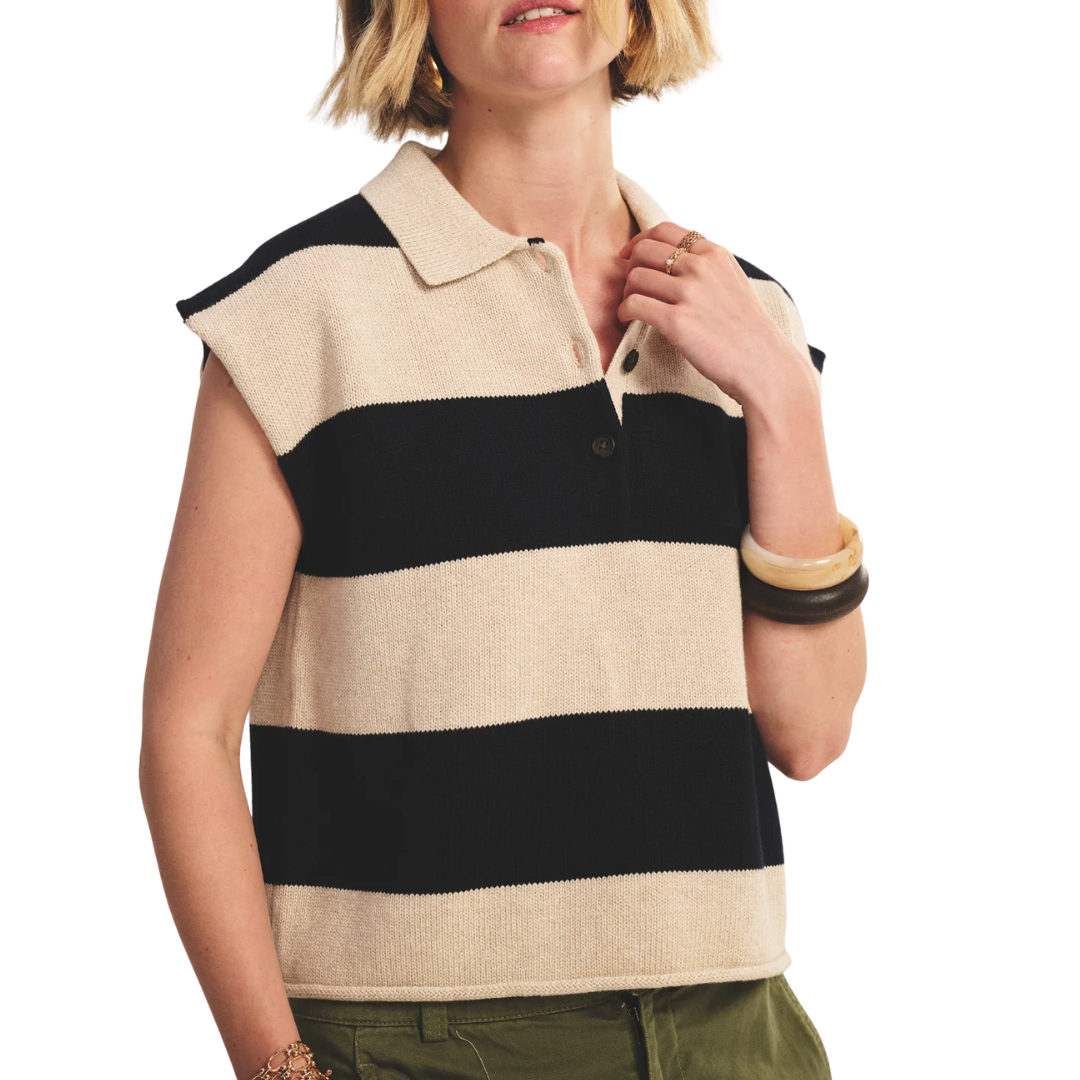 Zoella Sweater Polo in Oat/Navy