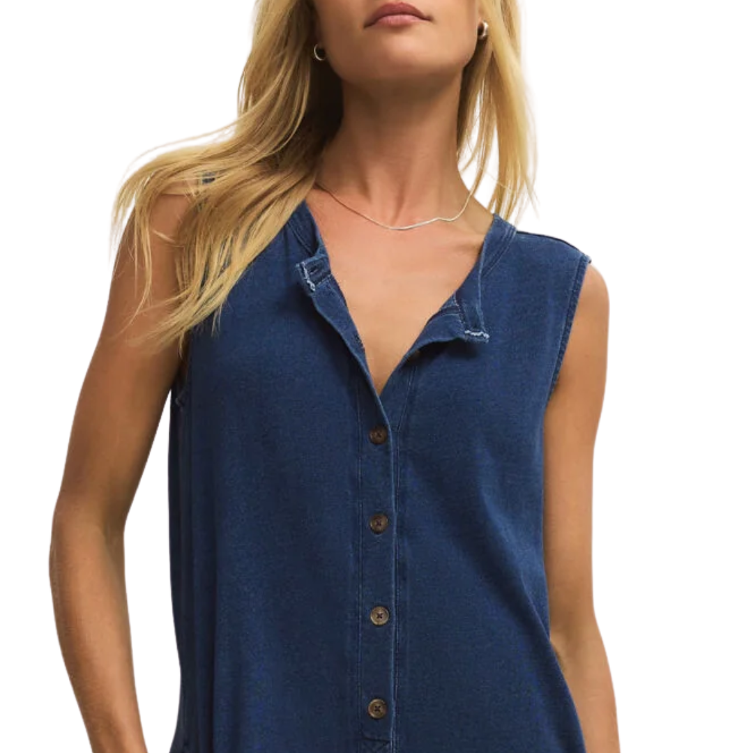 Fiona Jersey Denim Jumpsuit in Indigo
