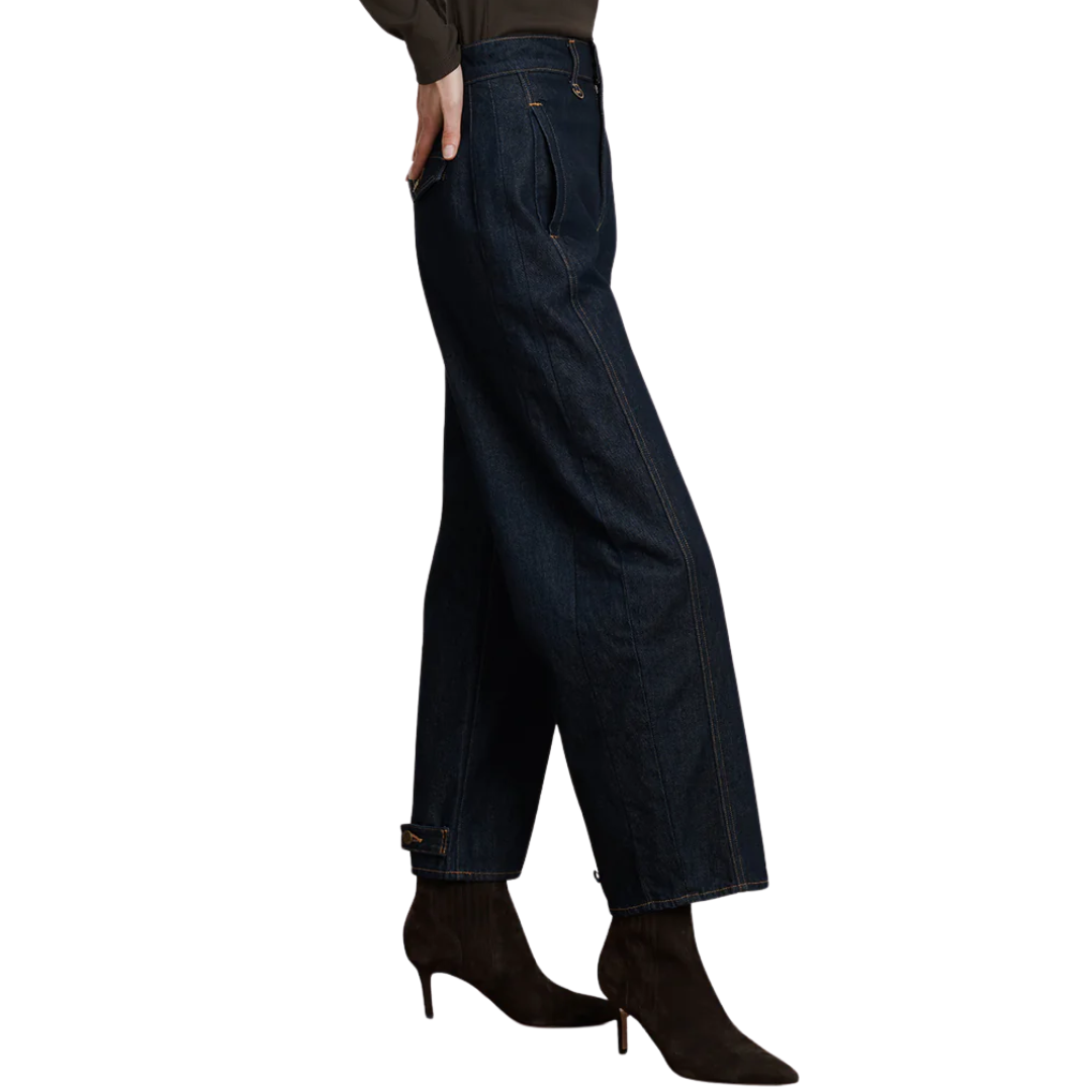 Ryder Adjustable Button Hem Barrel Jean in Indigo Rinse