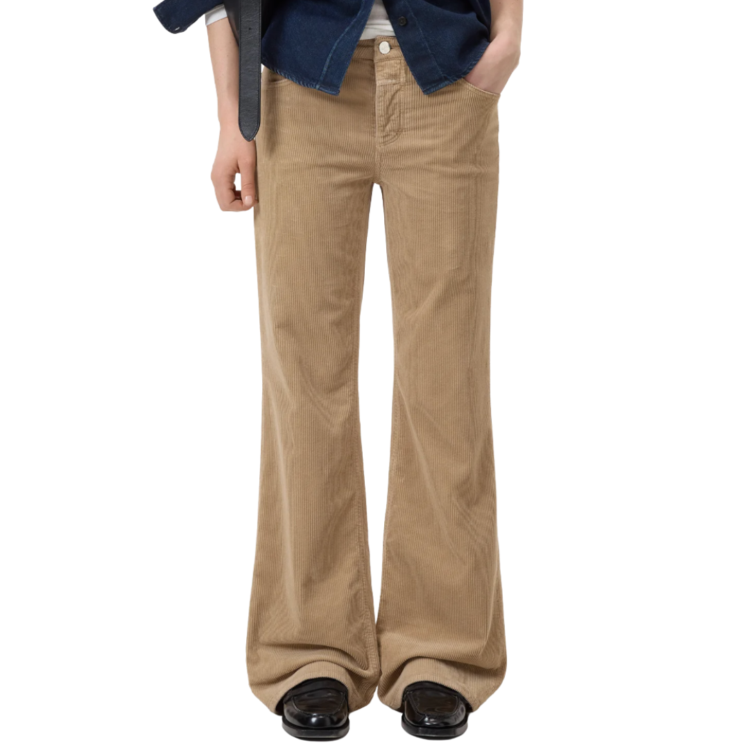 Gillan Wide Corduroy Pants 30" in Wheat Beige