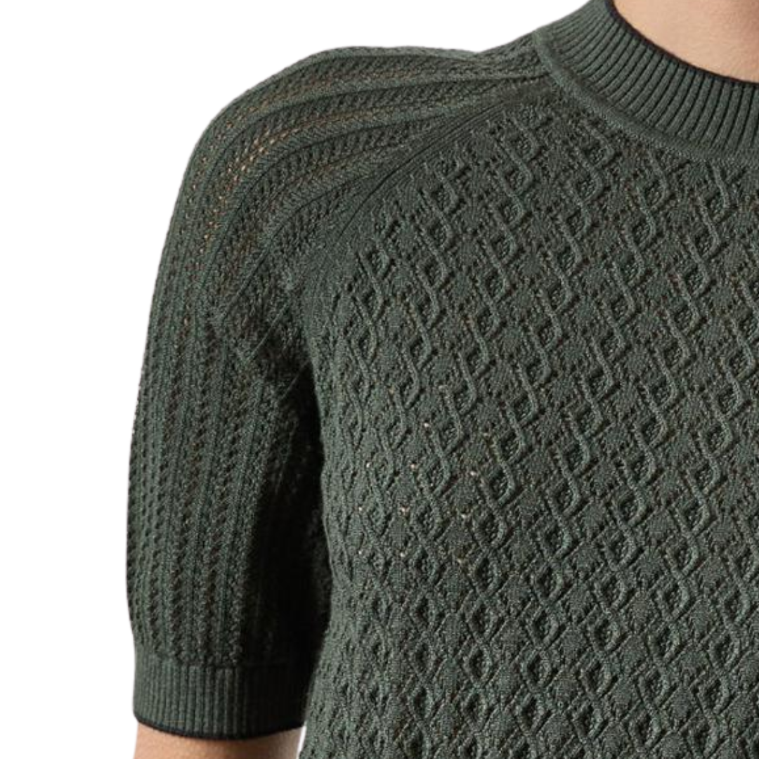 Mixed Stitch Crewneck Sweater in Balsam