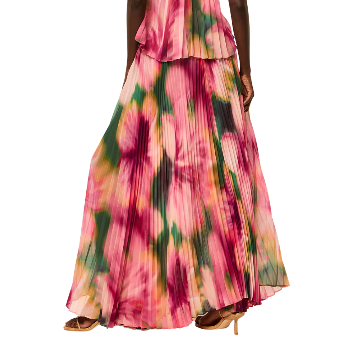 Ilona Skirt in Blurred Hibiscus Chiffon