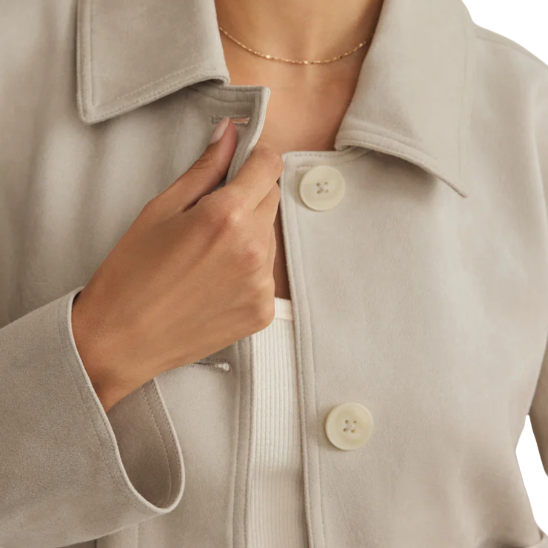 Dillon Faux Suede Jacket in Crystal