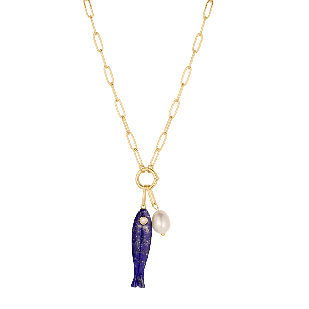 Fortuna Fish Colette Necklace in Lapis