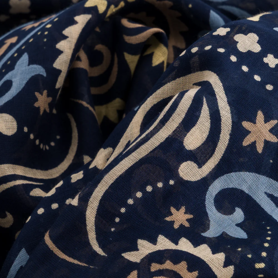 Cotton Bandana Scarf in Blue