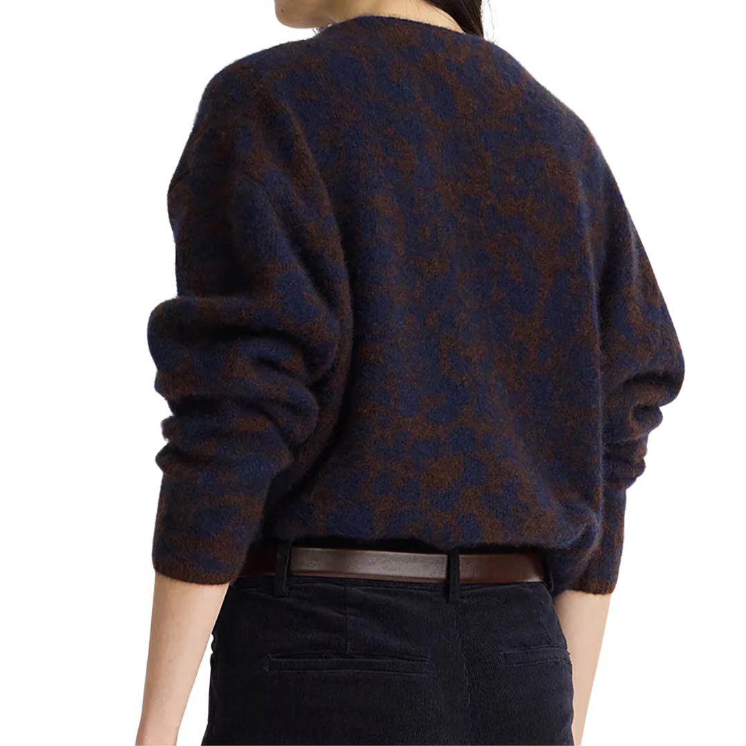 Softest Silk Cashmere V-Neck in Leo Floral Midnight