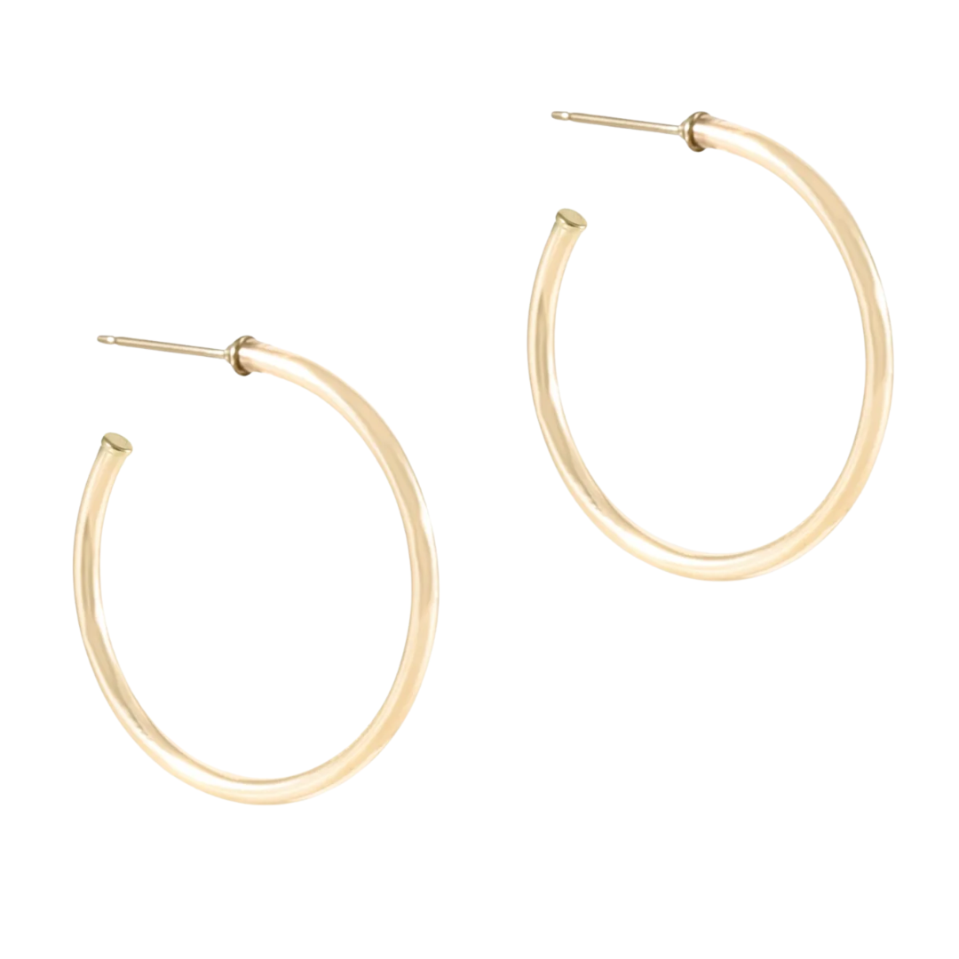 Round Gold 1.25" Post Hoop- 2mm- Smooth