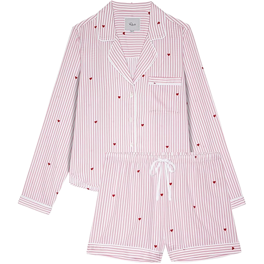 Kellen Pajama Set in Rose Stripe Hearts