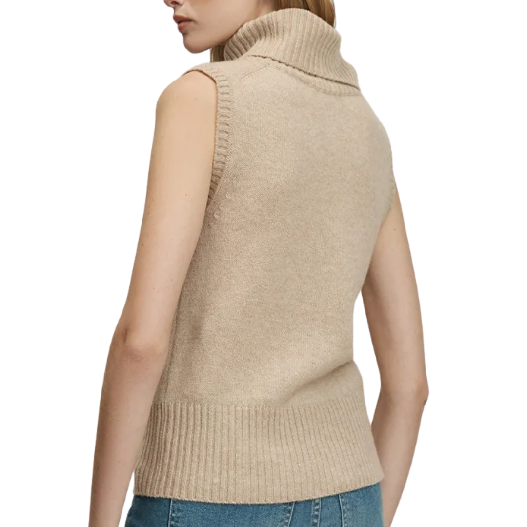 Mazzy Cashmere Sleeveless Sweater in Oatmeal