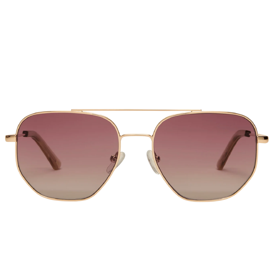 Highway Polarized Sunglasses in Rose Gold - Gradient