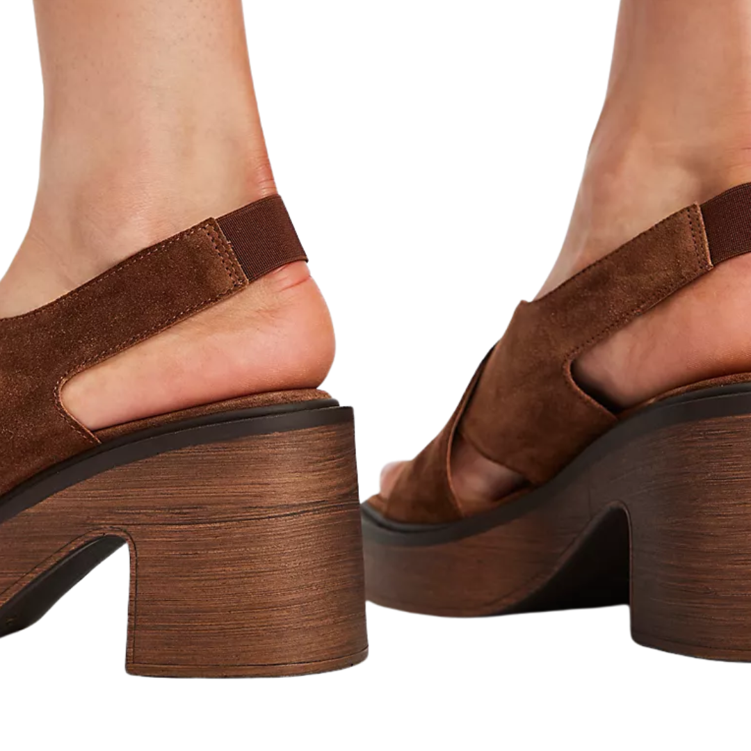 Cora Platform Clogs in Cognac Suede