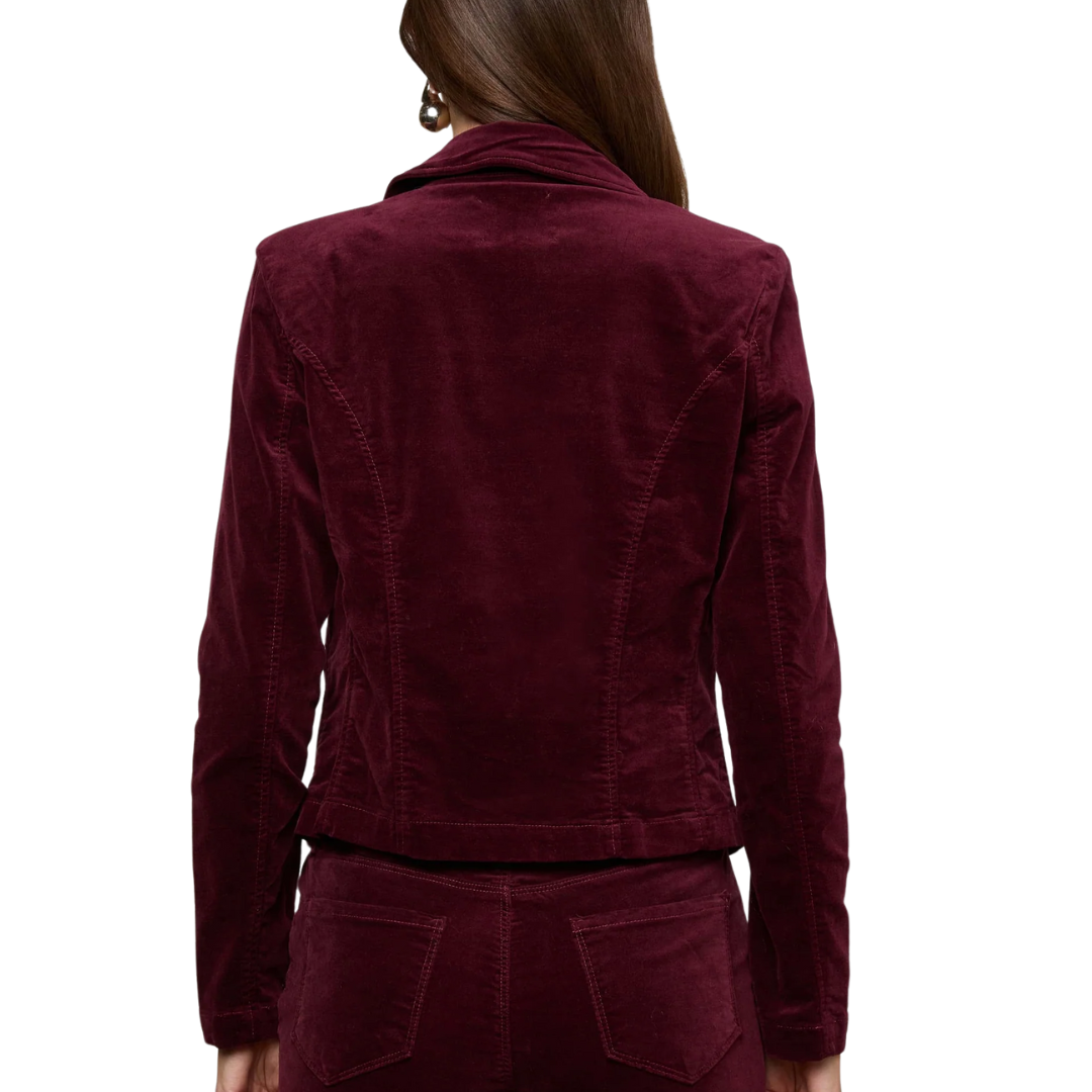 Wayne Velvet Blazer in Dark Port