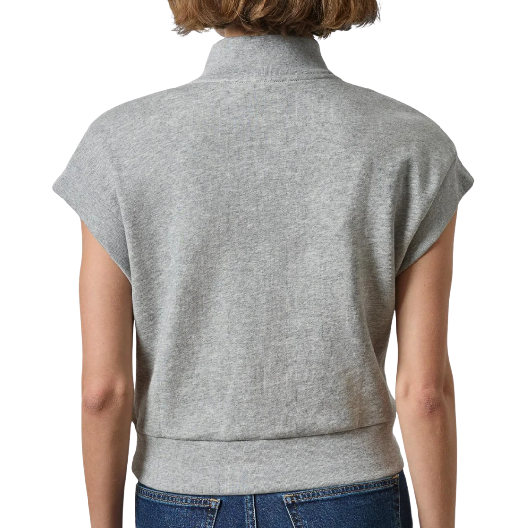 Sleeveless Zip Mock Neck Top in Heather Grey