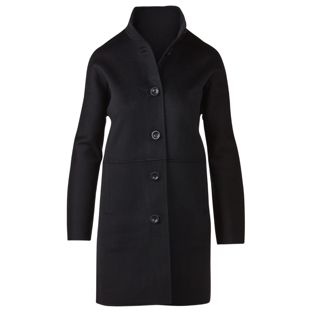 Button Mock Coat in Black