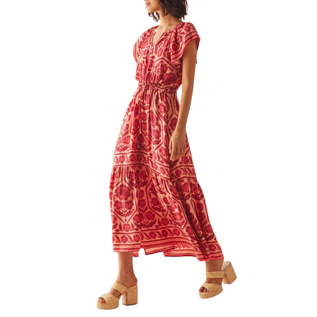 Cora Midi Dress in Tessa Goji