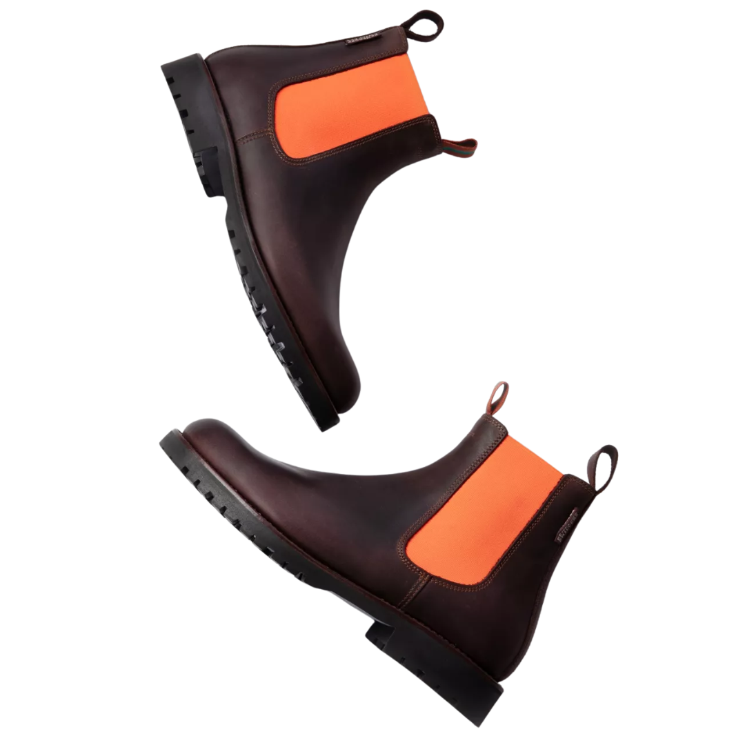 Nelson Leather Boot in Conker/Neon Orange