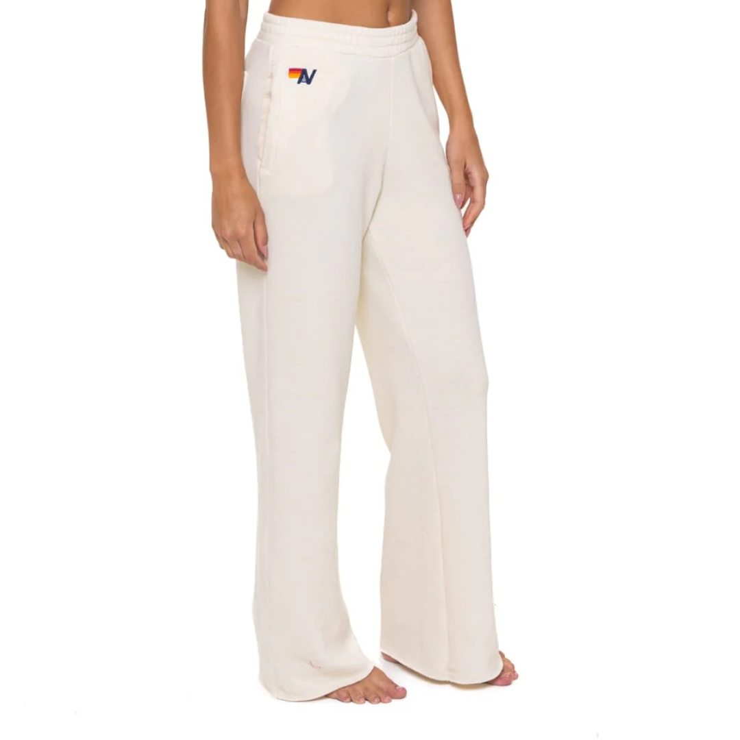 5 Stripe Wide Leg Sweatpants in Vintage White