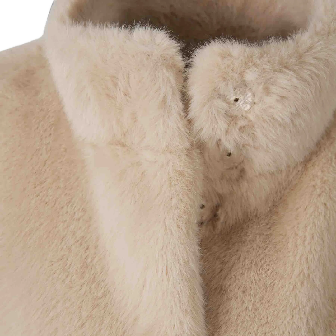 Faux Fur Gilet Vest in Beige