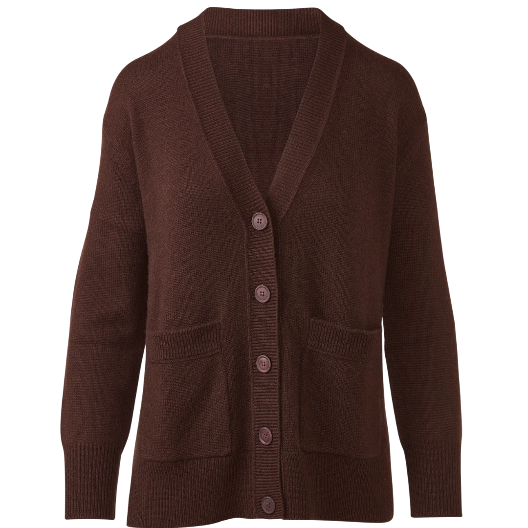 Easy Vee Cardigan in Chocolate