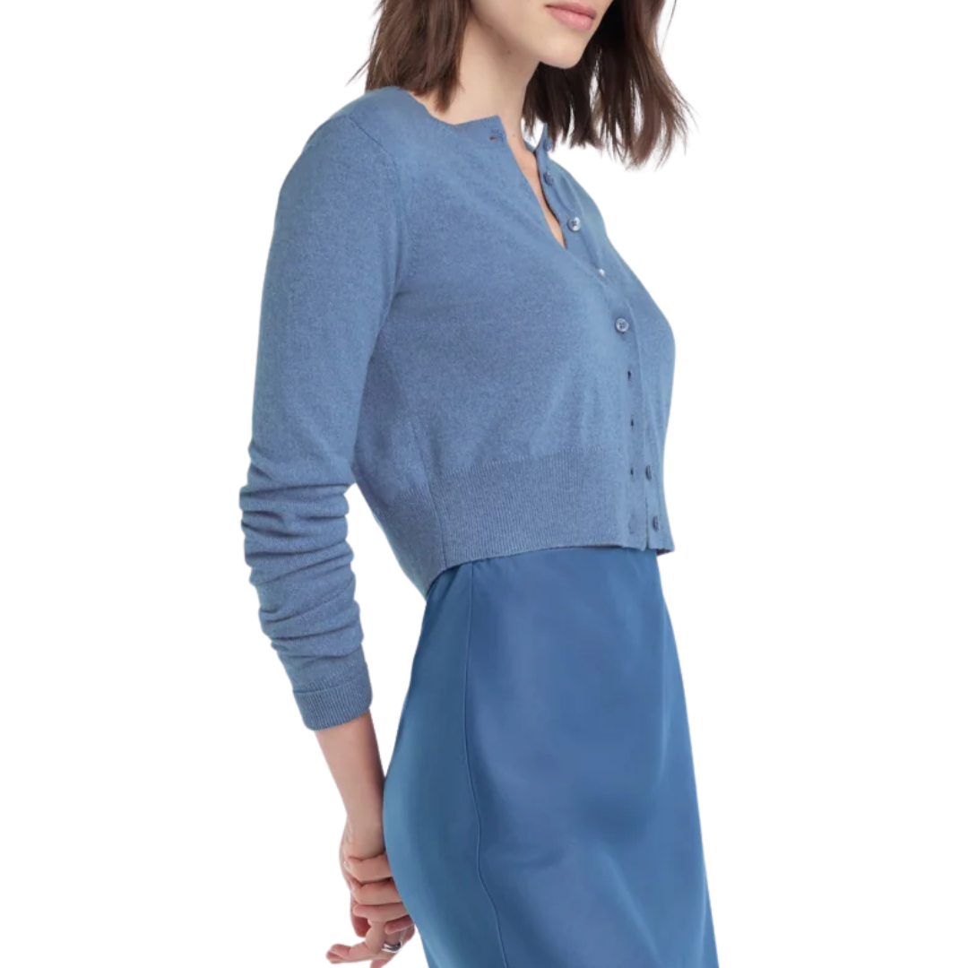 The Cropped Rebecca Cardigan in River Blue