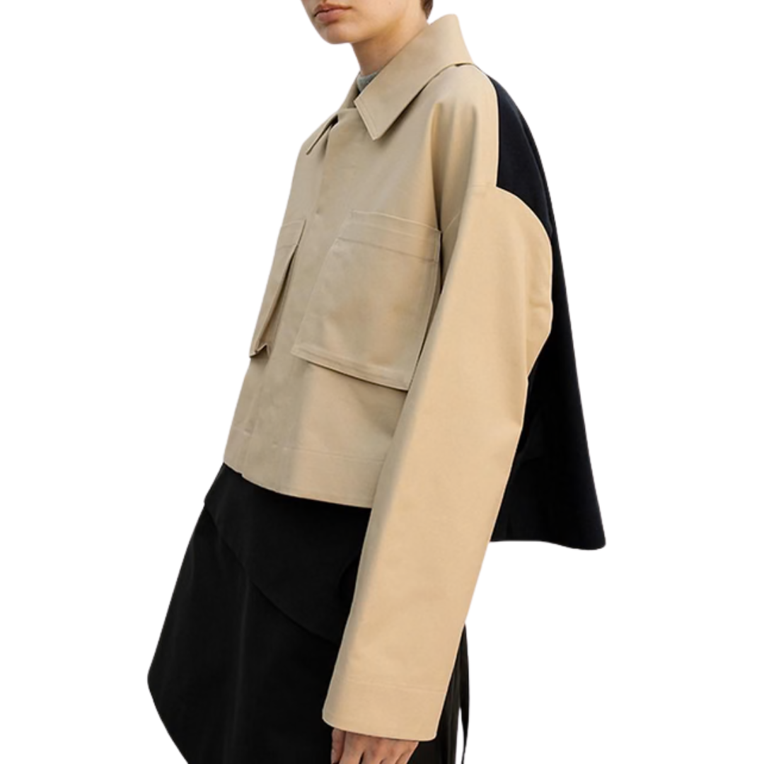 Back Flare Short Coat in Beige