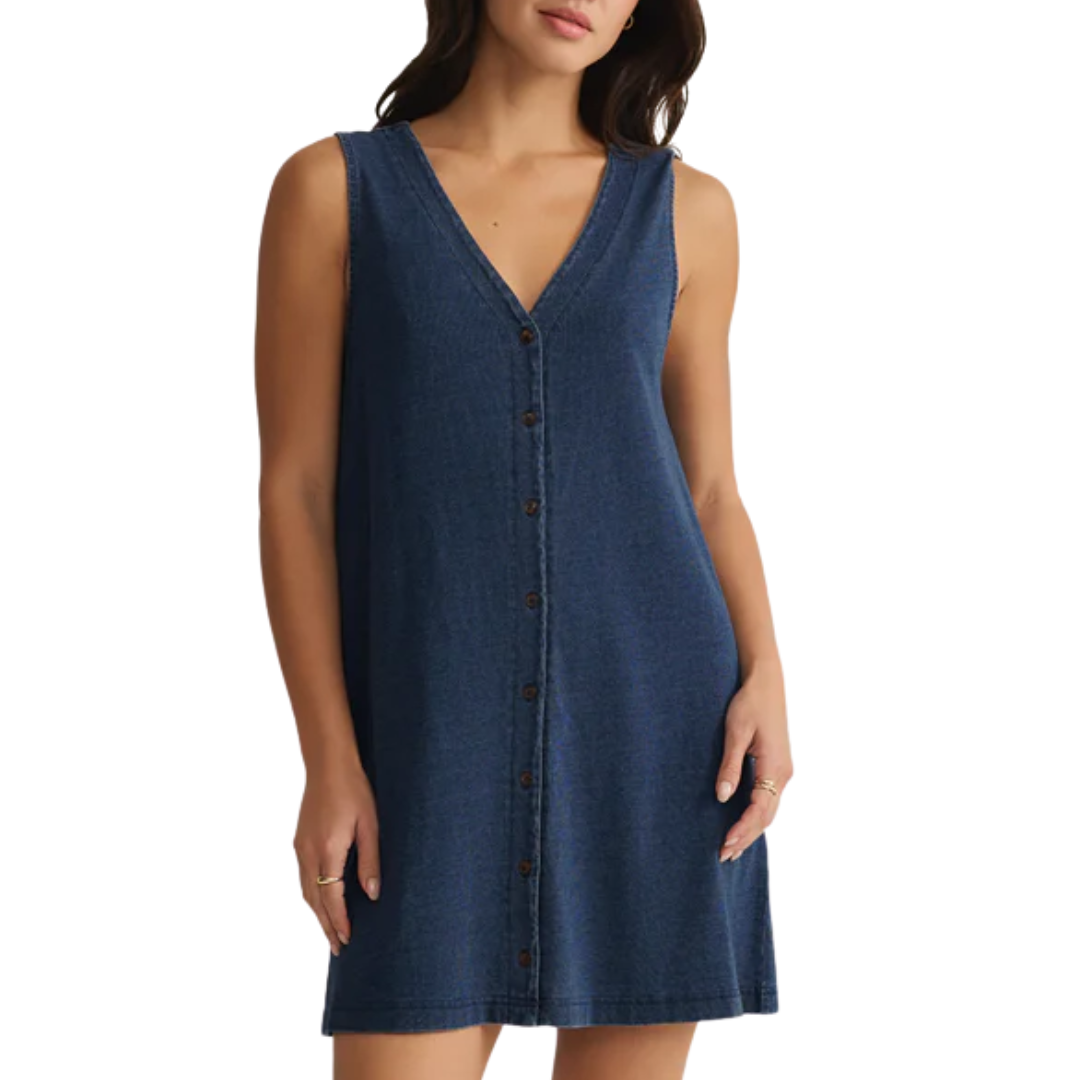 Solace Jersey Denim Mini Dress in Indigo