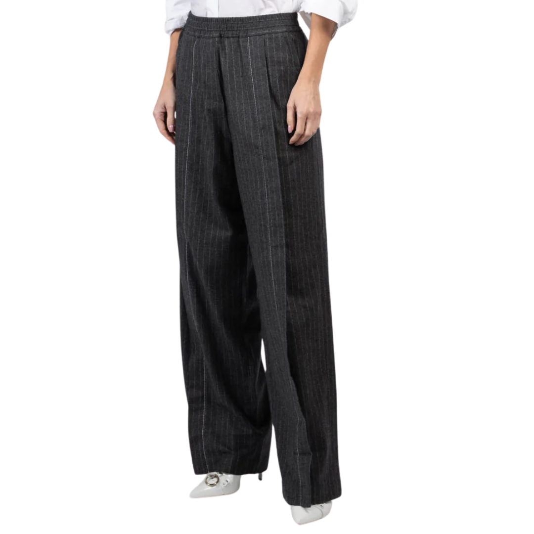 Pinstripe Soft Trousers in Graphite