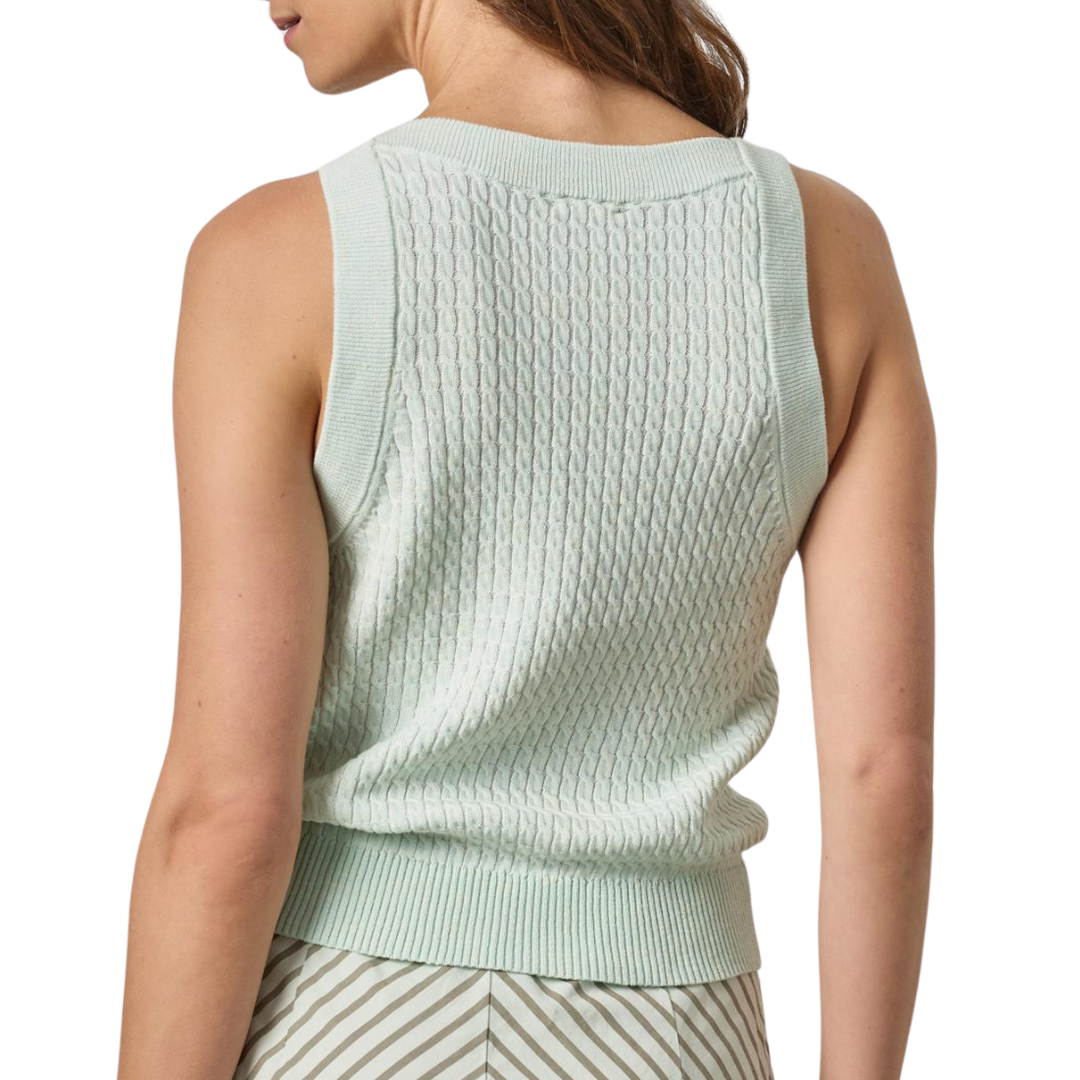 Mini Cable Knit Tank in Blue Mist