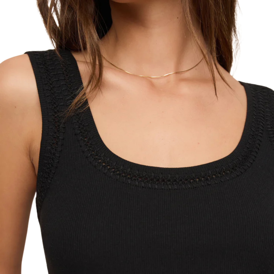 Larkin Whipstitch Tank in Black