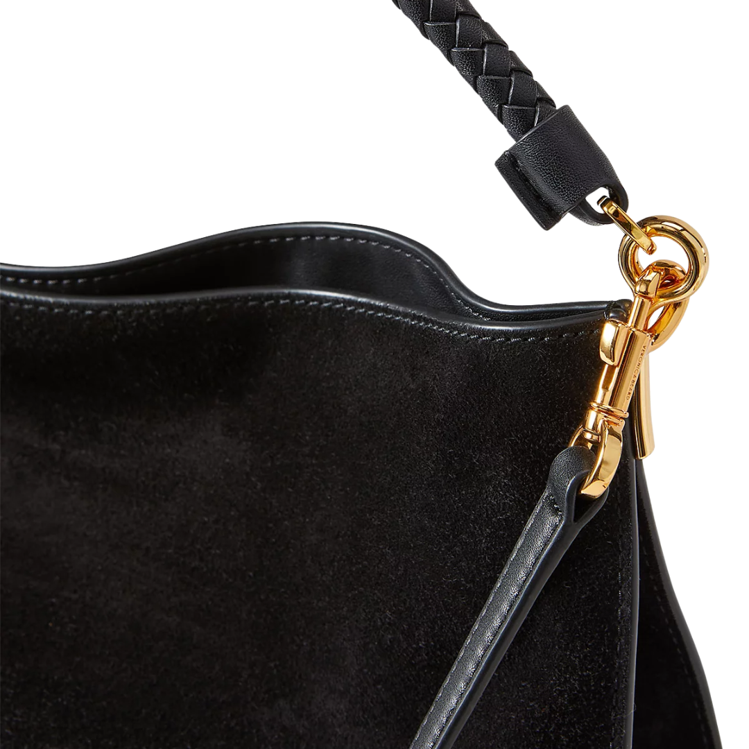 Vida Suede Shoulder Bag in Black