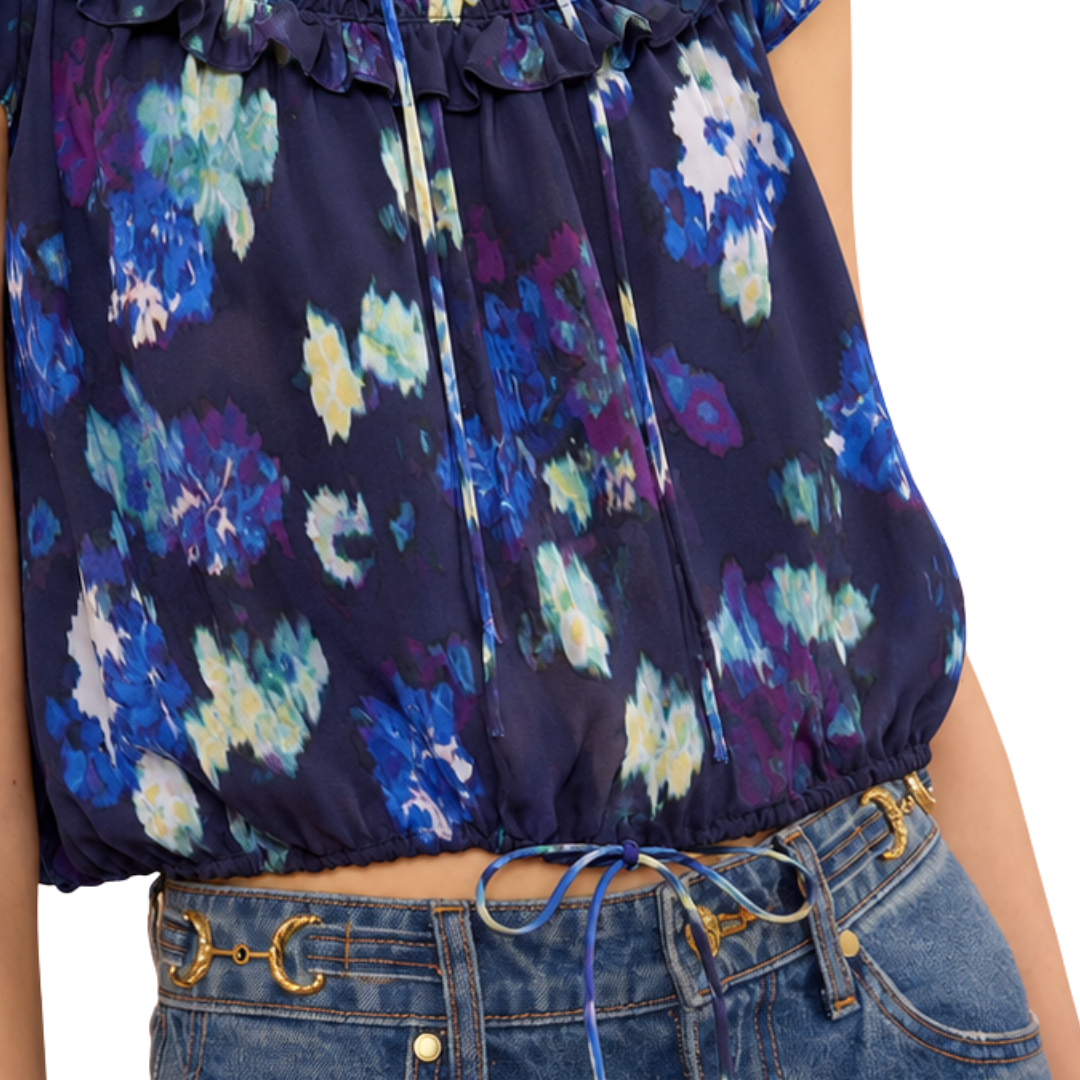 Eleonore Silk Top in Evening Bloom