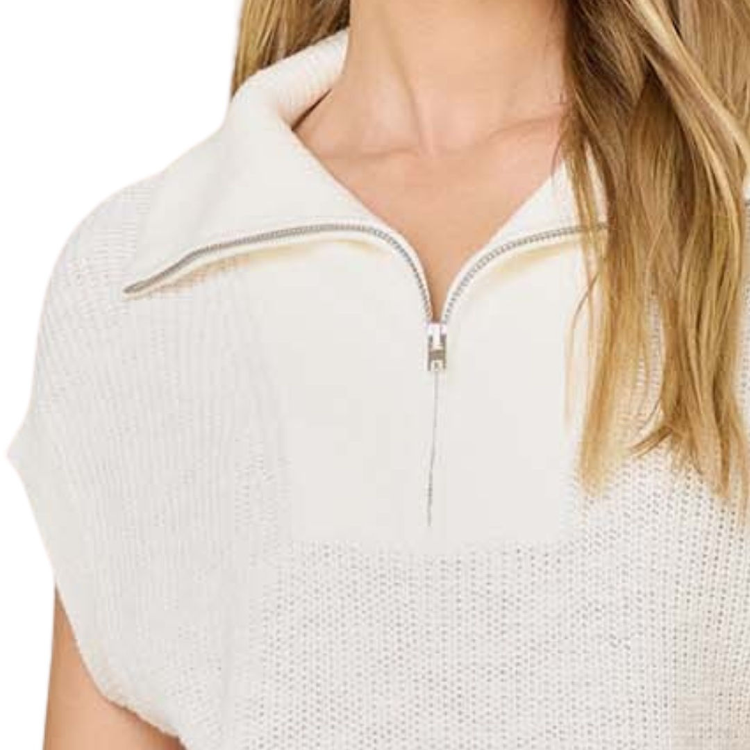 Couric Half Zip Vest in Chalk