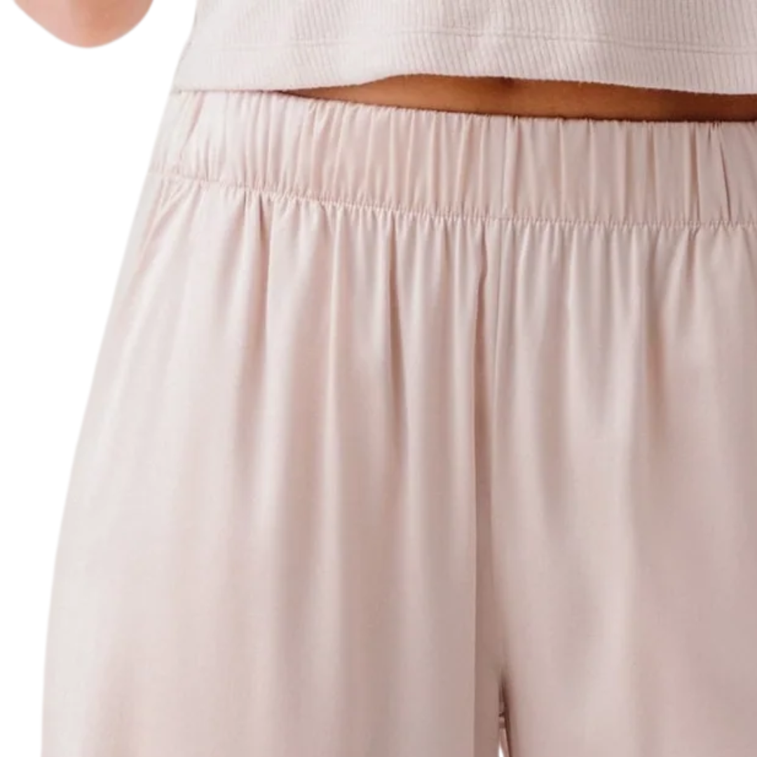 Brynn High Rise Pull On Wide Leg Silk Pant in Lunar