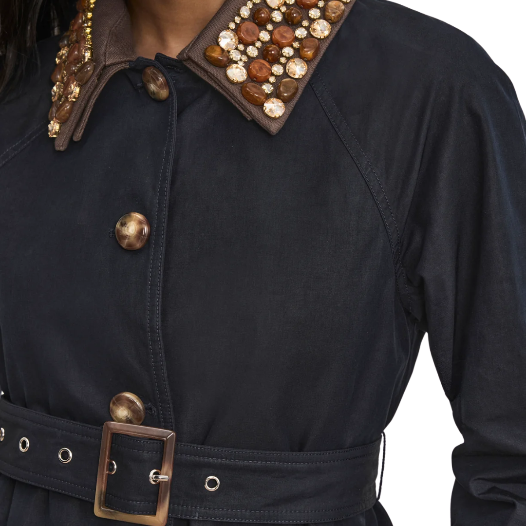 Langham Belted Dickey Coat in Navy